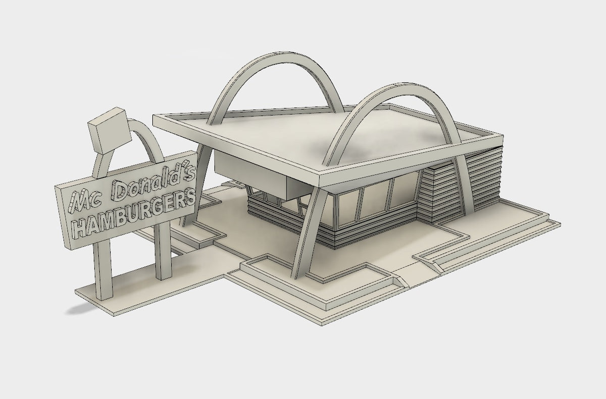 N SCALE 3D PRINTED FIRST MC DONALDS DES PLAINES, IL 1955