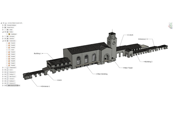 1-160TH N SCALE 3D PRINTED LOS ANGELES UNION STATION MAIN BUILDING BUILD AND PAINT