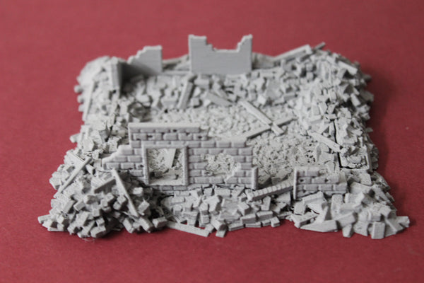 1-72NDSCALE 3D PRINTED DIORAMA WW II BUILDING BOMBED OUT BUILDING #3