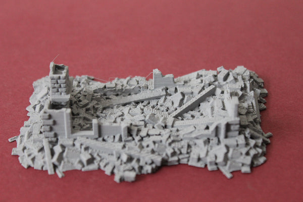 1-87TH SCALE 3D PRINTED DIORAMA WW II BUILDING BOMBED OUT BUILDING #7