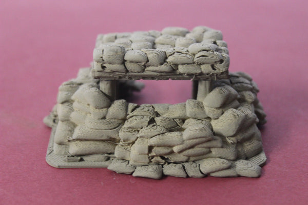 1-87TH SCALE 3D PRINTED SANDBAG GUN BUNKER