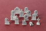 1-160TH N SCALE 3D PRINTED GRAVEYARD HEADSTONES 14 PIECES