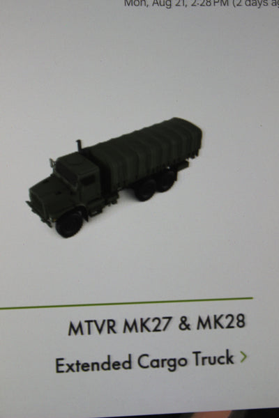 1-50TH SCALE 3D PRINTED U.S. ARMY MK 27 EXTENDED CARGO TRUCK DESIGN AND 1 PRINT EACH