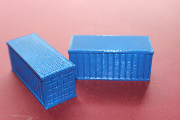 1-87TH HO SCALE 3D PRINTED 20 FOOT SHIPPING CONTAINERS, 2 PIECES