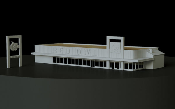 1/87TH HO SCALE 3D PRINTED KIT RED OWL GROCERY STORE